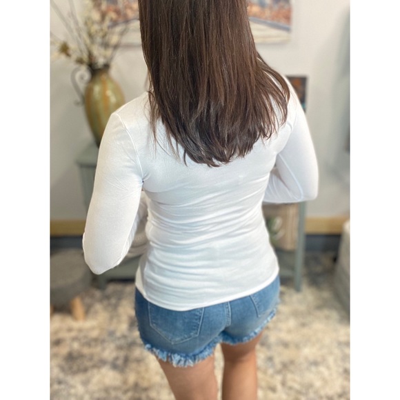 ❤️🔥Scoop Stretch Slimming Fitted Long Sleeve Shirt White 1822 - Picture 3 of 9